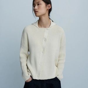 Cordera Cotton Asymmetrical Cardigan in Natural OS One Size